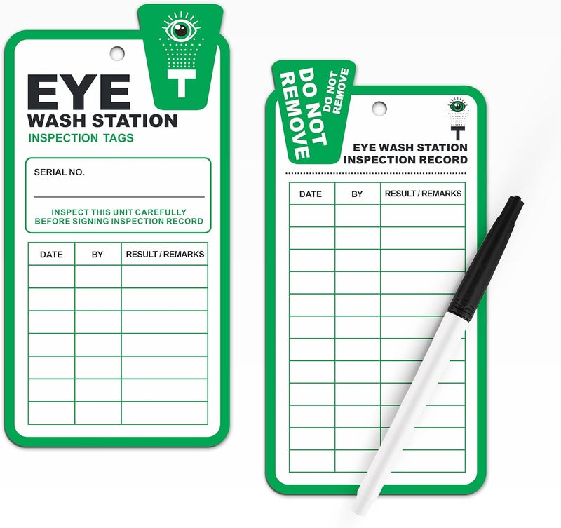 Fiivas Eye Wash Station Inspection Tags 25 Pack, Plastic Eyewash Inspection Safety Tags, Yearly Monthly Weekly Inspection Records Tag for Eye Wash Station, OSHA Eye Wash Tag Test Cards - Image 1